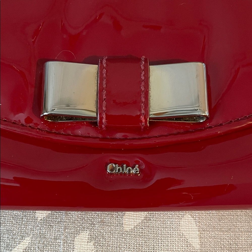 Chloe red patent leather long wallet